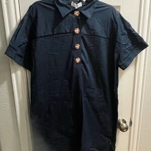 Men's Navy Button-Up Shirt